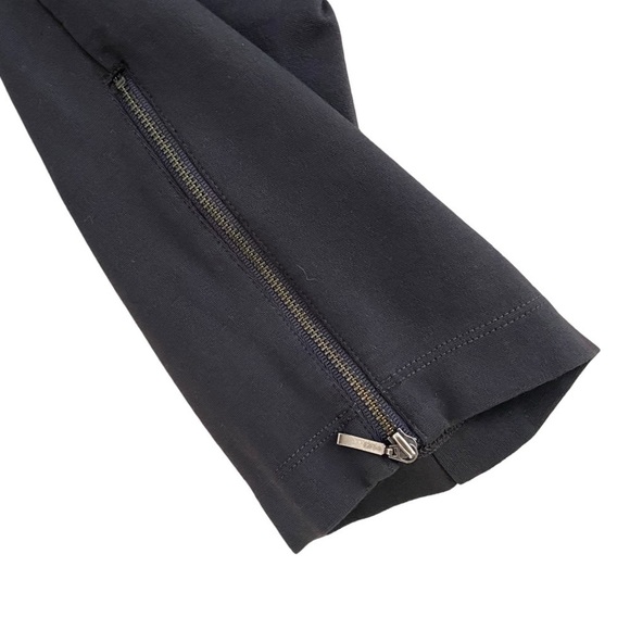 Eileen Fisher Heavyweight Rayon Knit Pant Gray / Navy Size L Zip Ankle Stretch - Picture 4 of 10